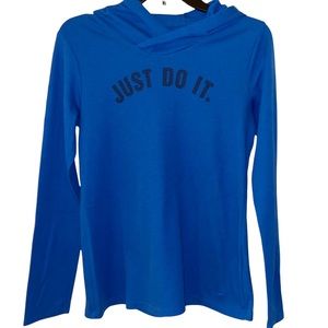 NWOT NIKE Cobalt Bright Blue Lightweight Hoodie Top Size Small